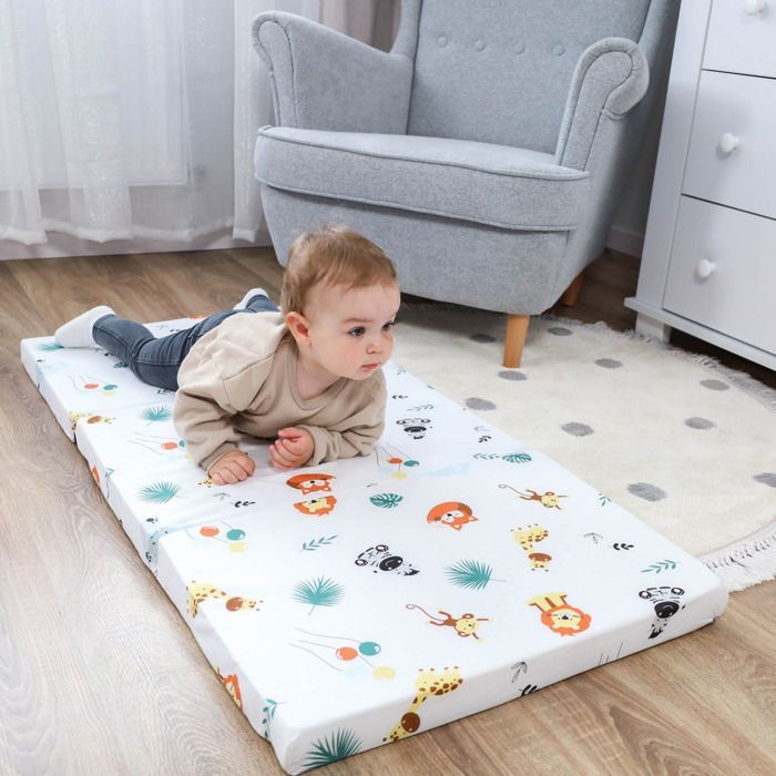 Folding baby mattress 60x120 cm, ideal for travel, guests, extra beds or Safari floor mattress