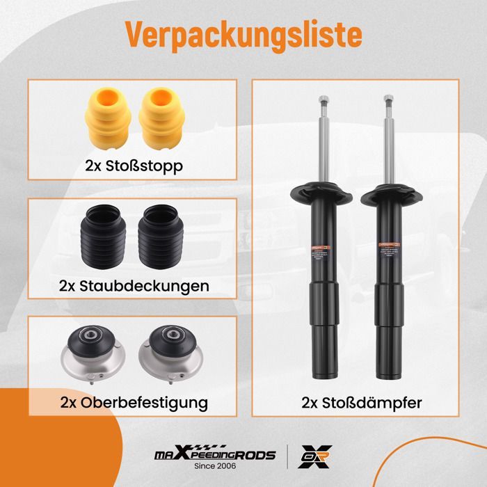 2x Servicekit voor schokdemperlagers voorzijde, geschikt voor BMW 5 E60 E61 2001-2010