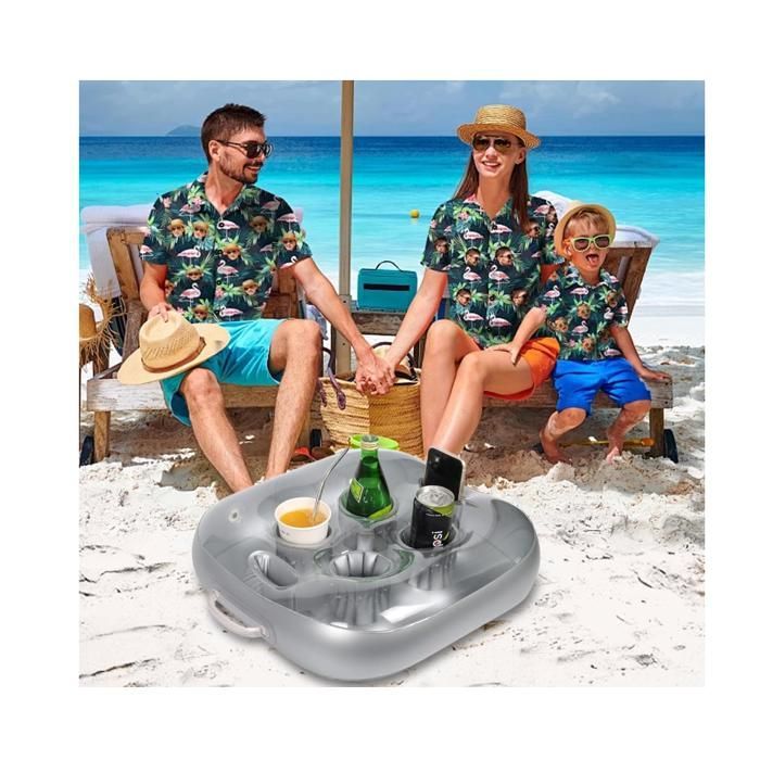 Floating Cup Holder, Inflatable Pool Drink Stand with 6 Slots, Floating Pool Bar, Fun Accessory