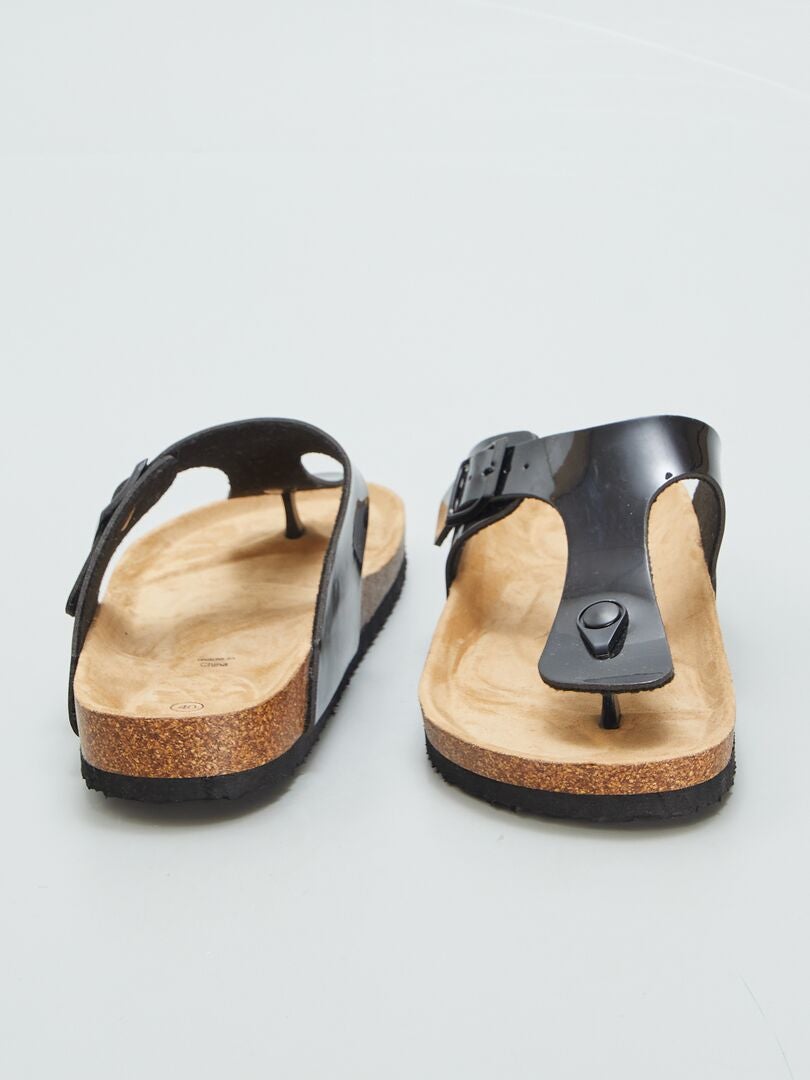Sandalias tipo mule de color liso - NEGRO
