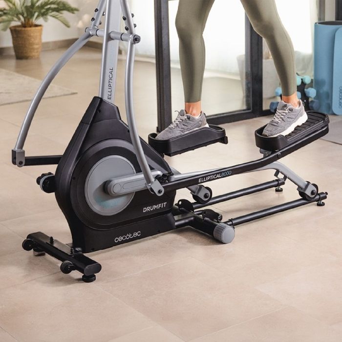 Bicicleta elíptica plegable Cecotec Drumfit 8000 con Motor Pro, aplicación, motor de resistencia magnética ajustable y pantalla.