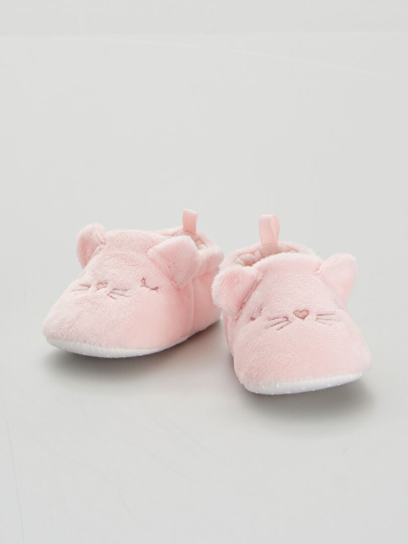 Babyfluwelen pantoffels - Lichtroze