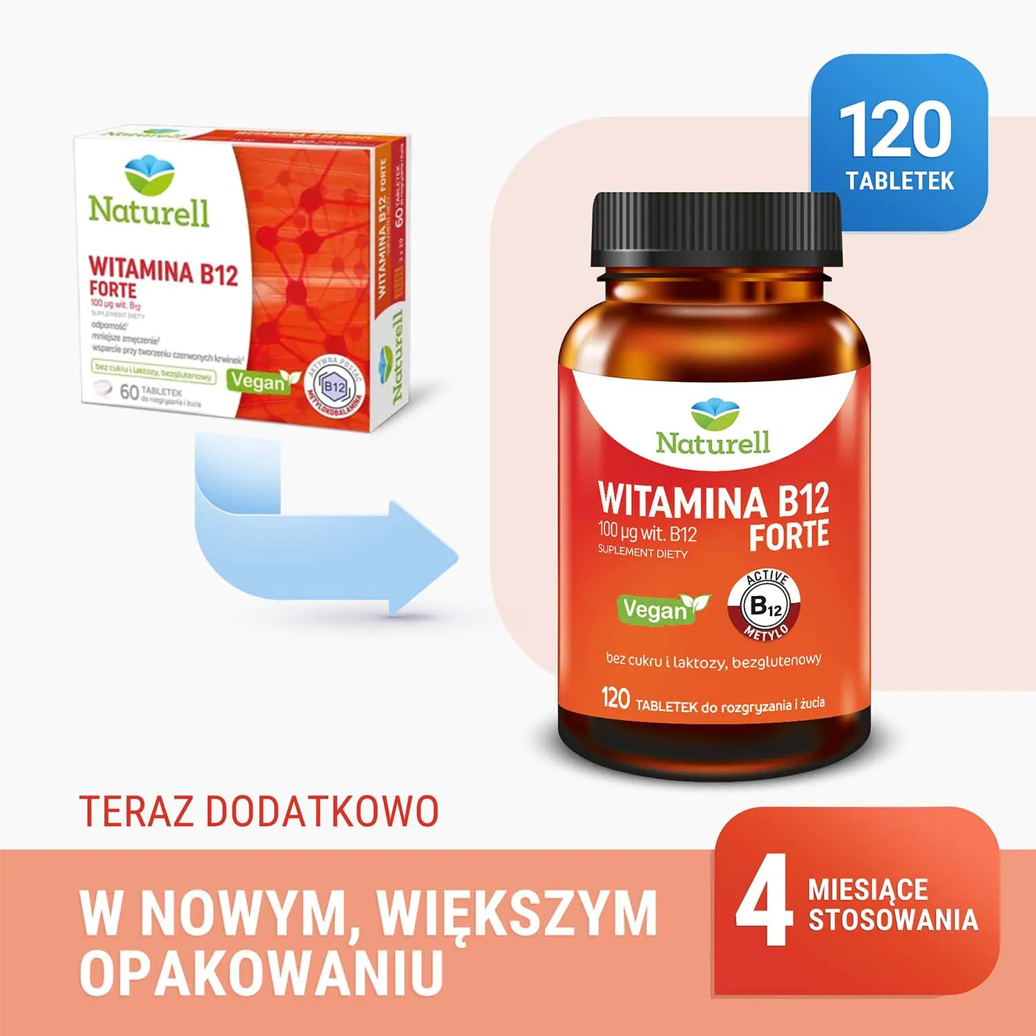 Naturell Witamina B12 Forte Tabletki do żucia 120 tabletek