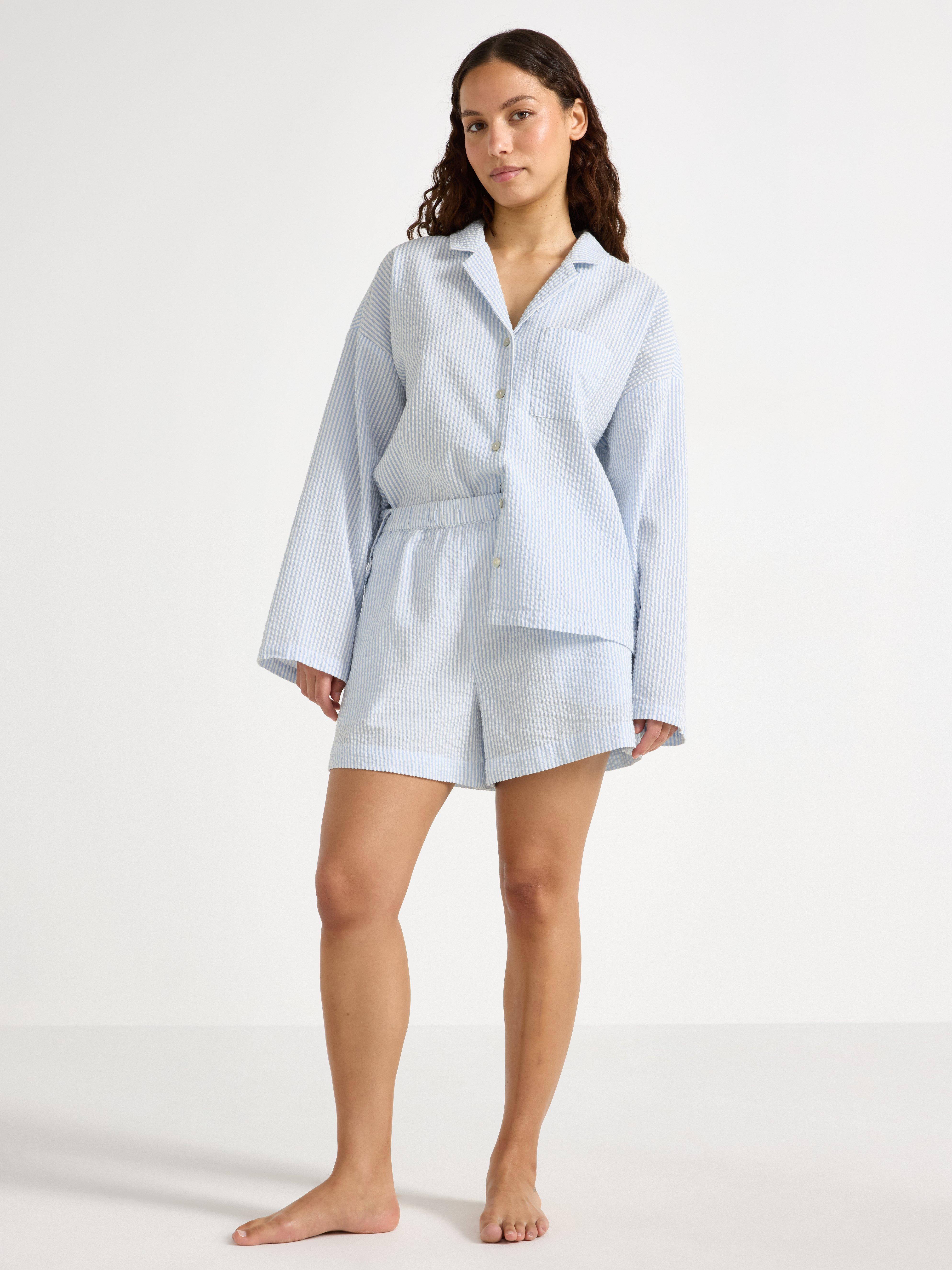 Pyjamasshorts i bekkeblå