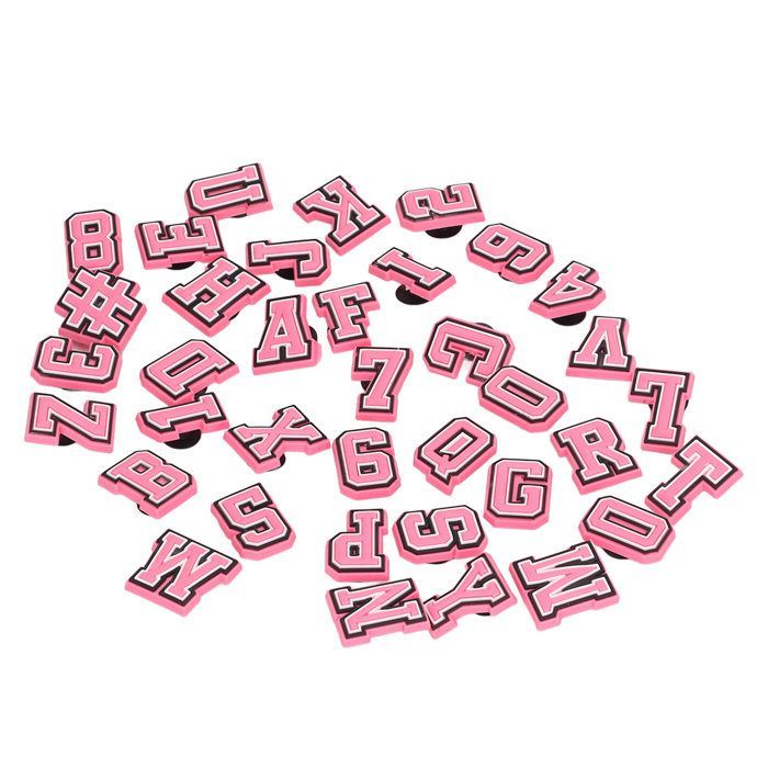 HURRISE Charme de chaussure de lettre Breloque de chaussure en PVC, 37 pièces, motif de lettres et de accessoires espadrille Rose