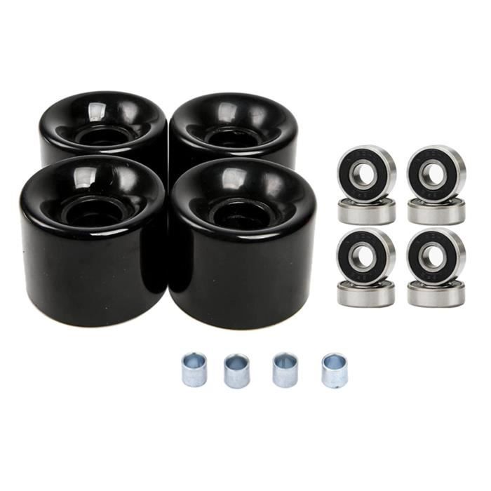 Skateboardwielen - HOMYL - 60 mm 78a - Set van 4 zwart - Spacers en lagers inbegrepen