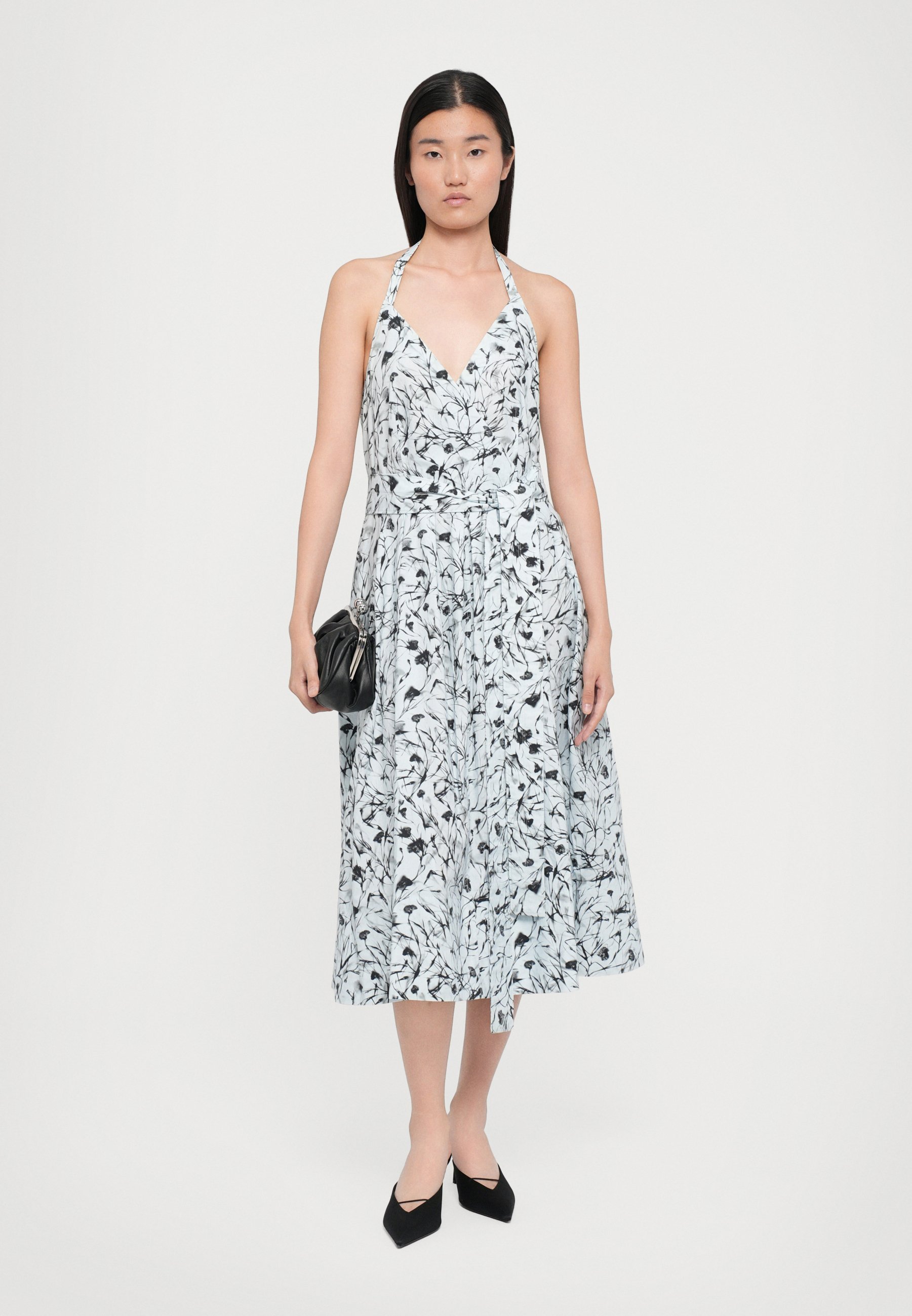 Abito da giorno stampato Proenza Schouler White Label RHEA - colore ghiaccio/nero