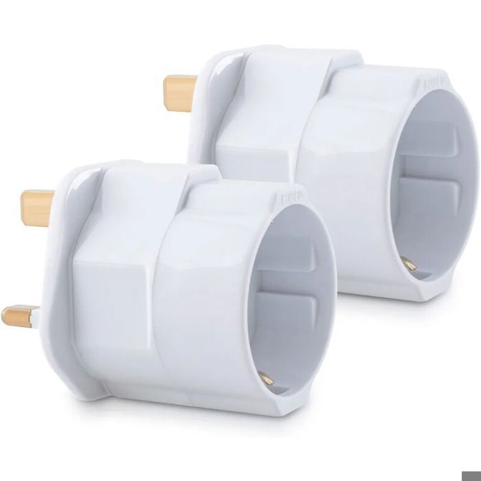 Adaptador de enchufe británico 2X - Schuko tipo G - Enchufe de Francia a Reino Unido - Enchufe de viaje compacto - Compatible