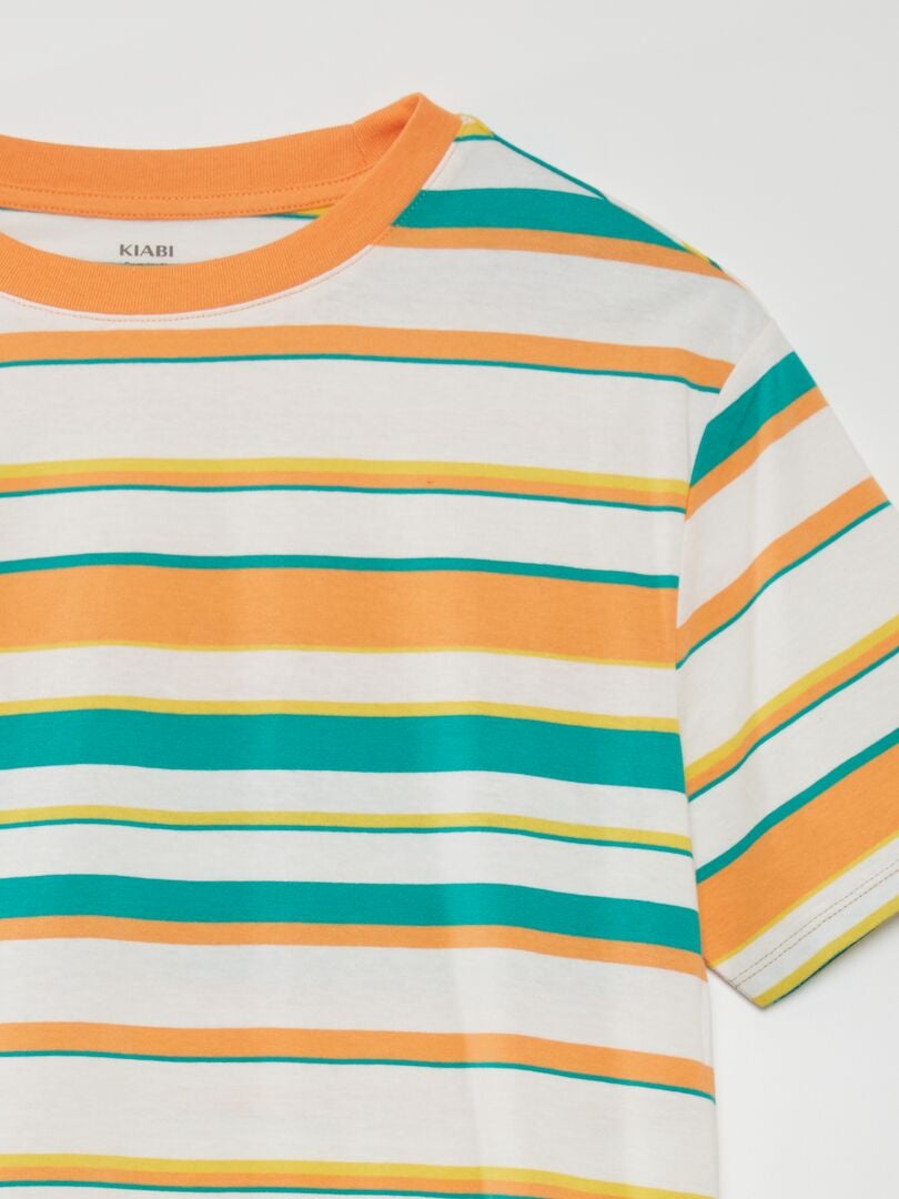 Camiseta listrada larga - LARANJA
