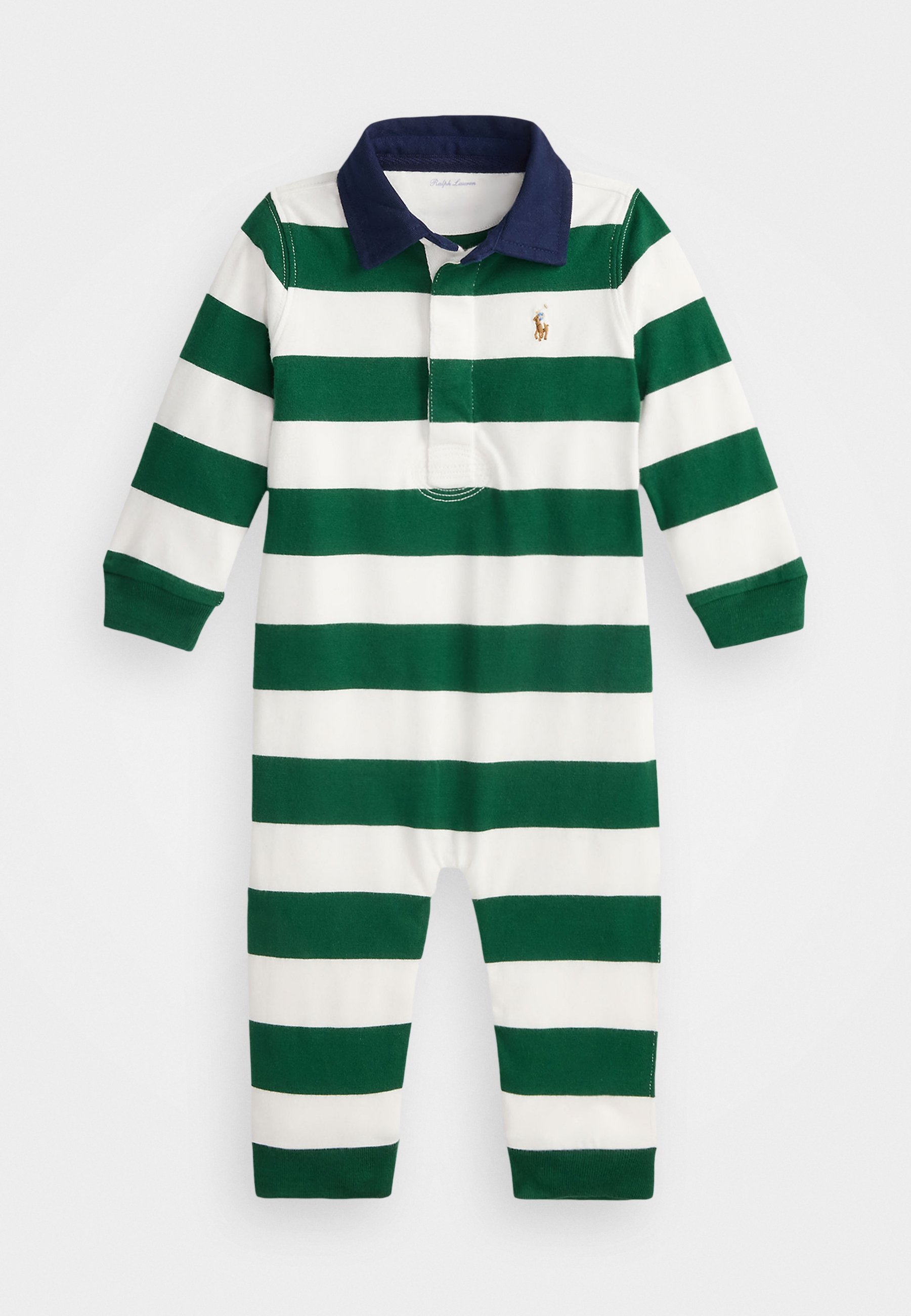 Polo Ralph Lauren gestreepte katoenen rugbyoverall - Jumpsuit - nieuw bosgroen
