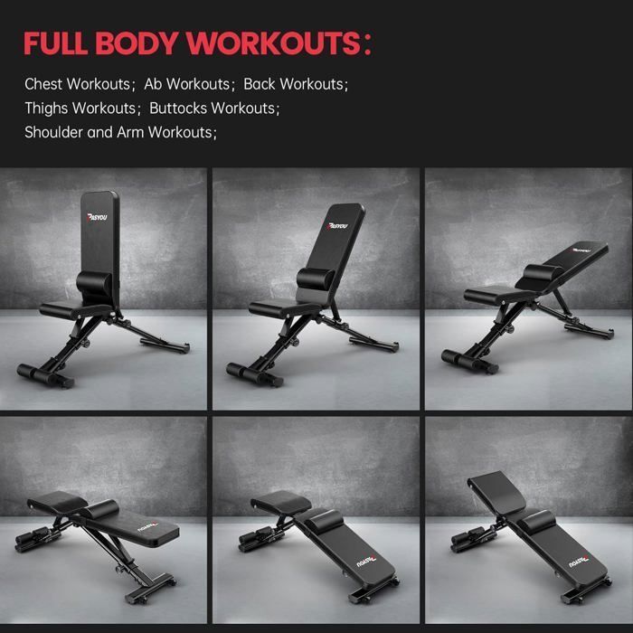 Weight bench - PASYOU - PA500 - Foldable - Adjustable (7 positions) - Load capacity 400 kg