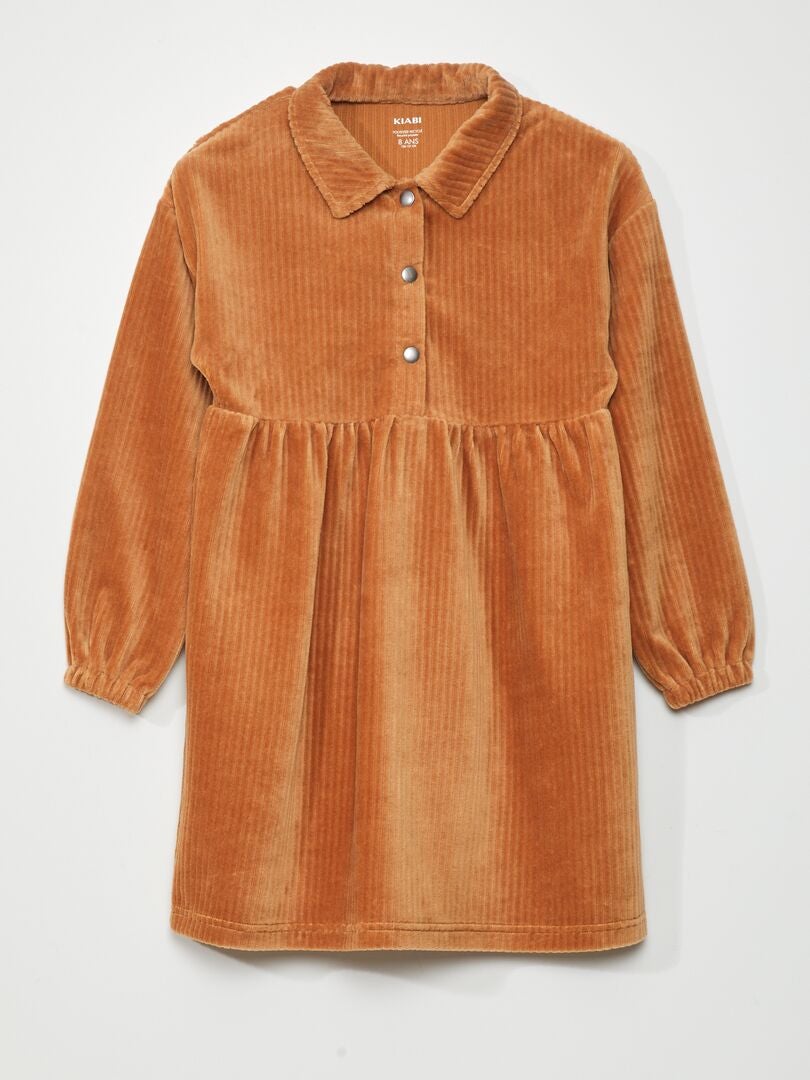 Fluwelen jurk - BRUIN