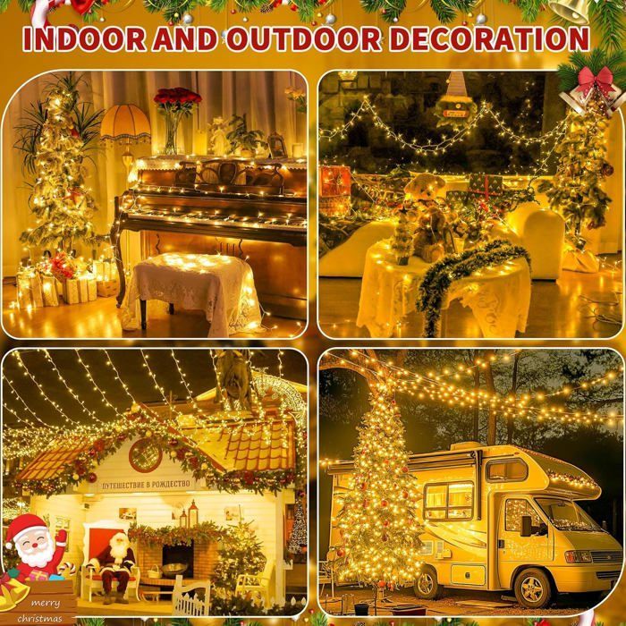 Luci decorative a stringa per interni/esterni da 30 m, 300 LED, IP44, per alberi di Natale, 8 modalità di illuminazione con telecomando.