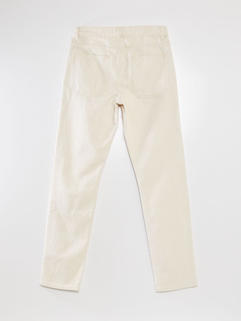 Calça jeans reta com 5 bolsos - BEGE