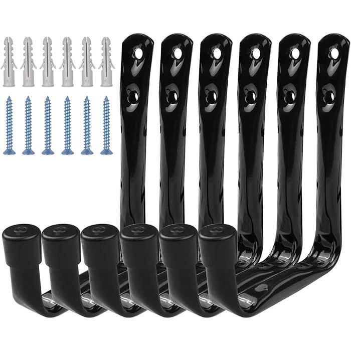 Set of 6 Heavy-Duty Garage Storage Hooks, Wall Mount with Screw Set, Heavy-Duty Utility Storage Hooks NORVYN
