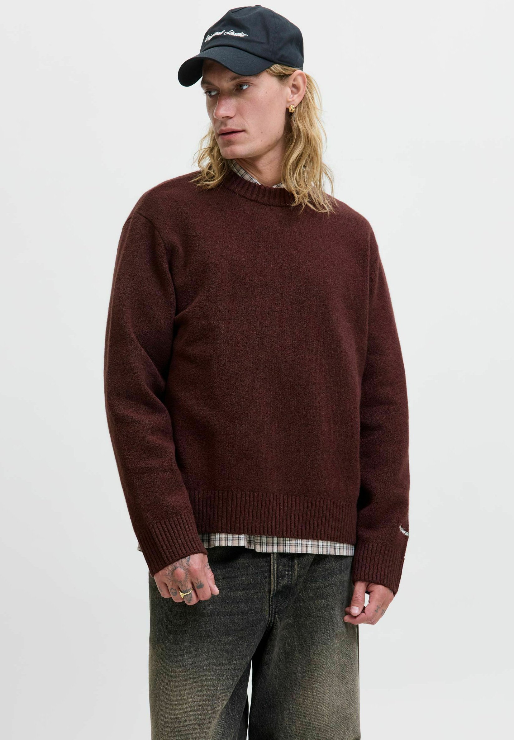 Jack & Jones JORNORREBRO CREW NECK - Trui - diep mahonie