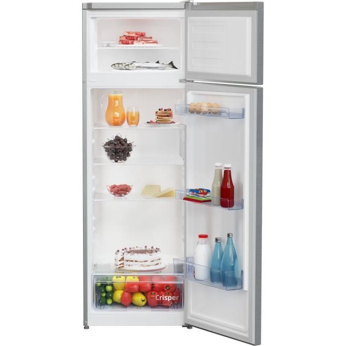 Frigorífico con congelador superior - BEKO - RDSA280K40SN - 250 L - MinFrost - Clase energética E - 160,6 x 54 x 57,4 cm - Plata