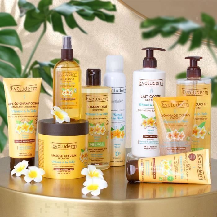 EVOLUDERM - Monoï Routine - 9 Body & Hair products + Free travel pouch - Ideal gift for Christmas, Birthdays, Mother's Day