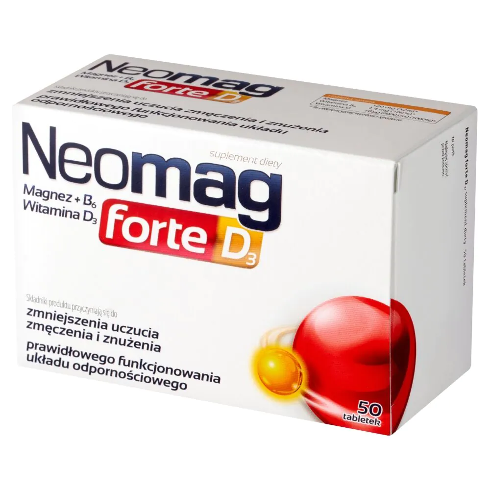 NeoMag Forte, Suplement diety z magnezem, witaminą B6 i D, Tabletki