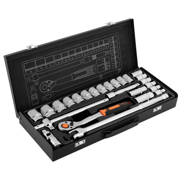 Klucze nasadowe 1/2” zestaw 25szt walizka NEO 10-036