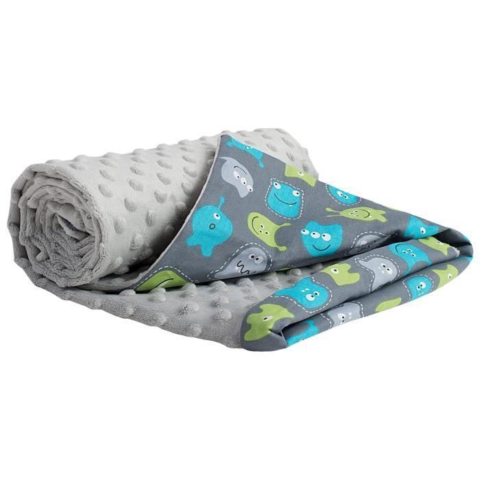 Medi Partners 100% Cotton Double-Sided Baby Blanket 75x100cm for Stroller (Creatures and Grey Minky)