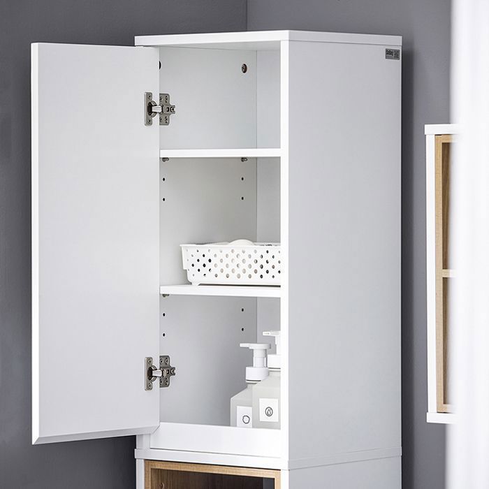SoBuy Bathroom Column Cabinet 30x30x170 cm with 2 Doors and Compartments, Adjustable Shelves, White