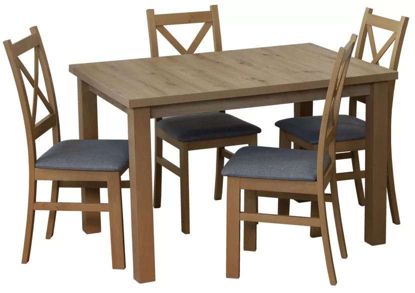 Zestaw stół 150/190x80 i 4 krzesła M009-4 Dąb Artisan