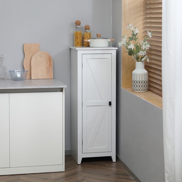 Freistehender Aufbewahrungsschrank – HOMCOM – platzsparend, klassisches Design, 2 verstellbare Einlegeböden – Holz – 120 cm hoch – weiß