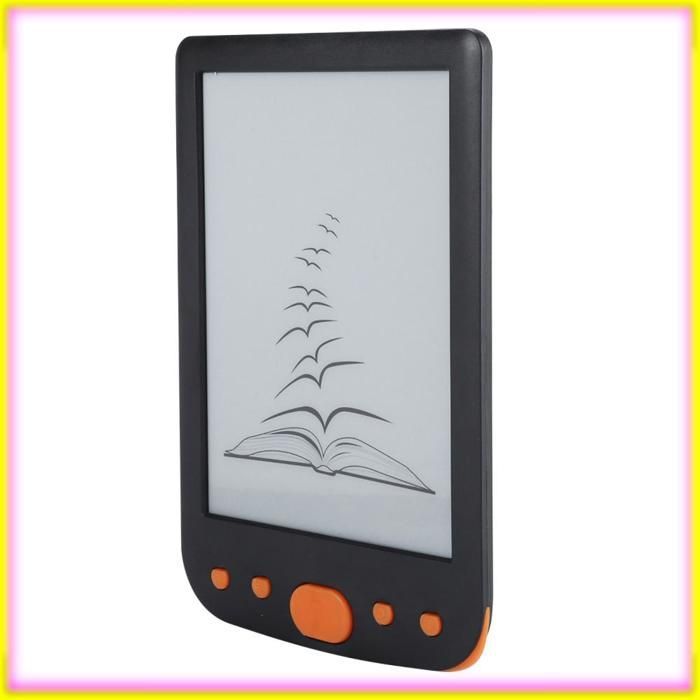 Keenso BK-6025L Lector de libros electrónicos portátil de 6 pulgadas y 8 GB, compatible con tarjeta TF, retroiluminación de pantalla, tableta para ordenador, color naranja.