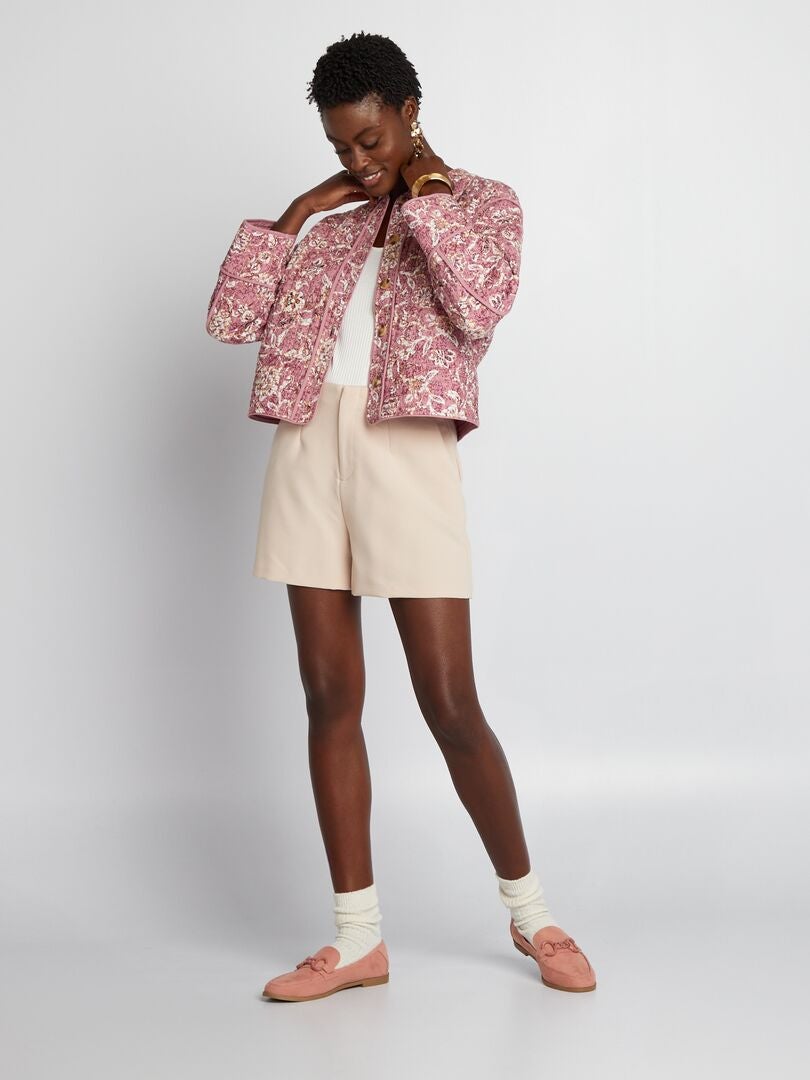 Stijlvolle shorts met hoge taille - BEIGE