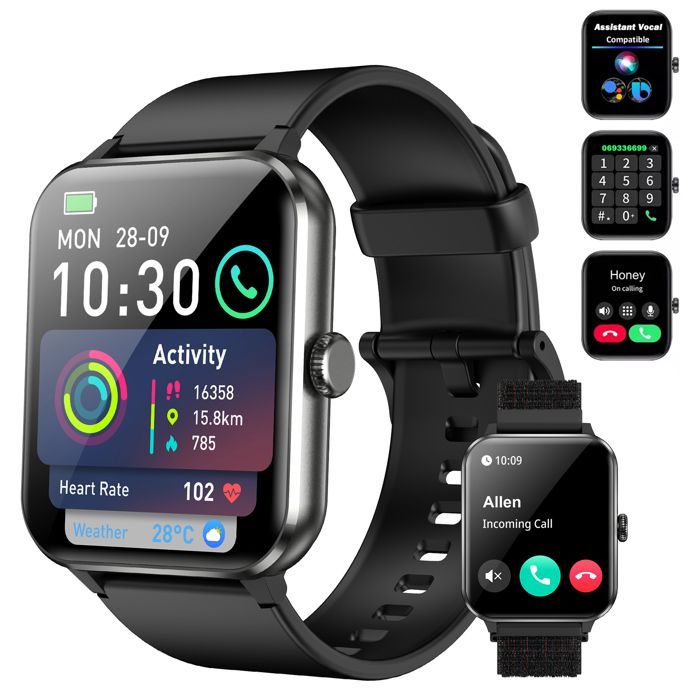 Smartwatch Blackview per uomo e donna con chiamate Bluetooth, smartwatch sportivo da 1,83'', lettore musicale, monitoraggio SpO2, monitoraggio del sonno, monitoraggio meteo, compatibile con Android/iOS