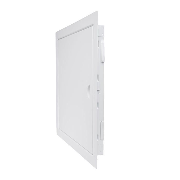 Escotilla de inspección de 20x20 cm - Metálica, para montaje horizontal y vertical - Blanca, con botón a presión, ADGO