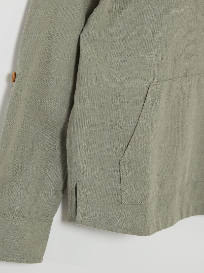 Camisa de lino y algodón - VERDE