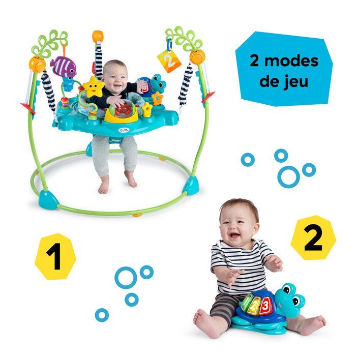 BABY EINSTEIN Aire d'éveil à rebonds Curiosity, éducative 2 en 1 et jouet au sol, jeux à 360° 6M+ cadeau bébé
