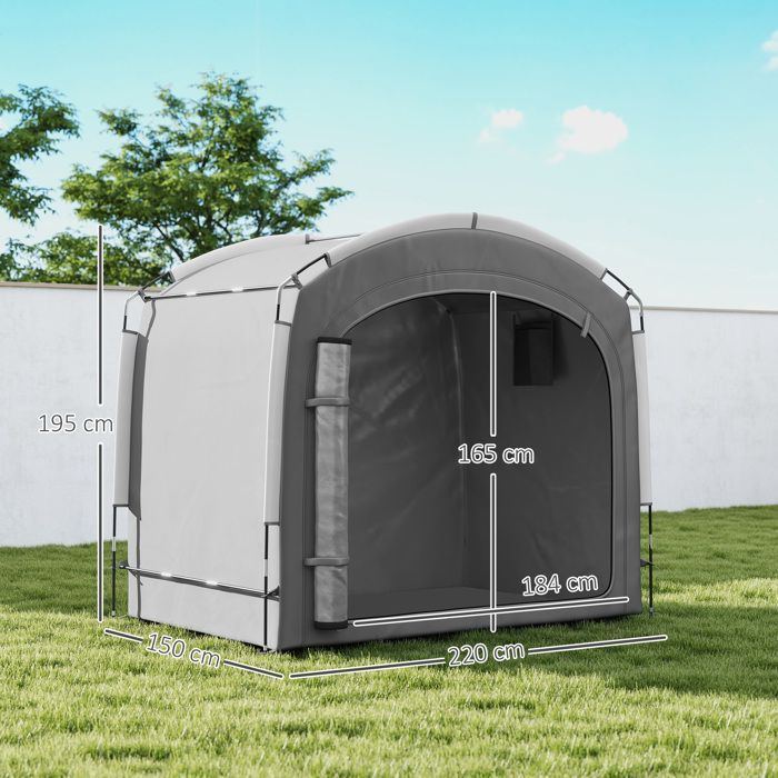 Tente de vélo - Outsunny - portable - pour 3-4 vélos - avec 2 poches latérales - 205 x 140 x 188 cm - gris foncé
