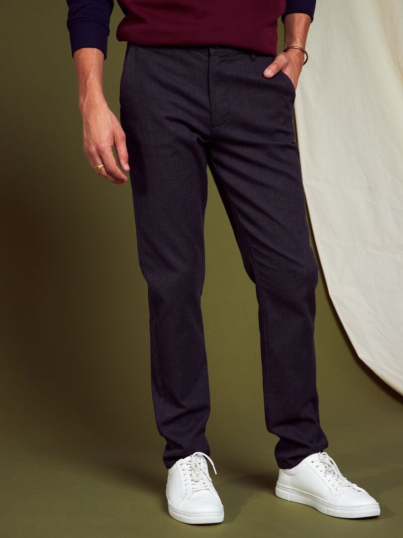 Spodnie żakardowe slim-fit - czarne