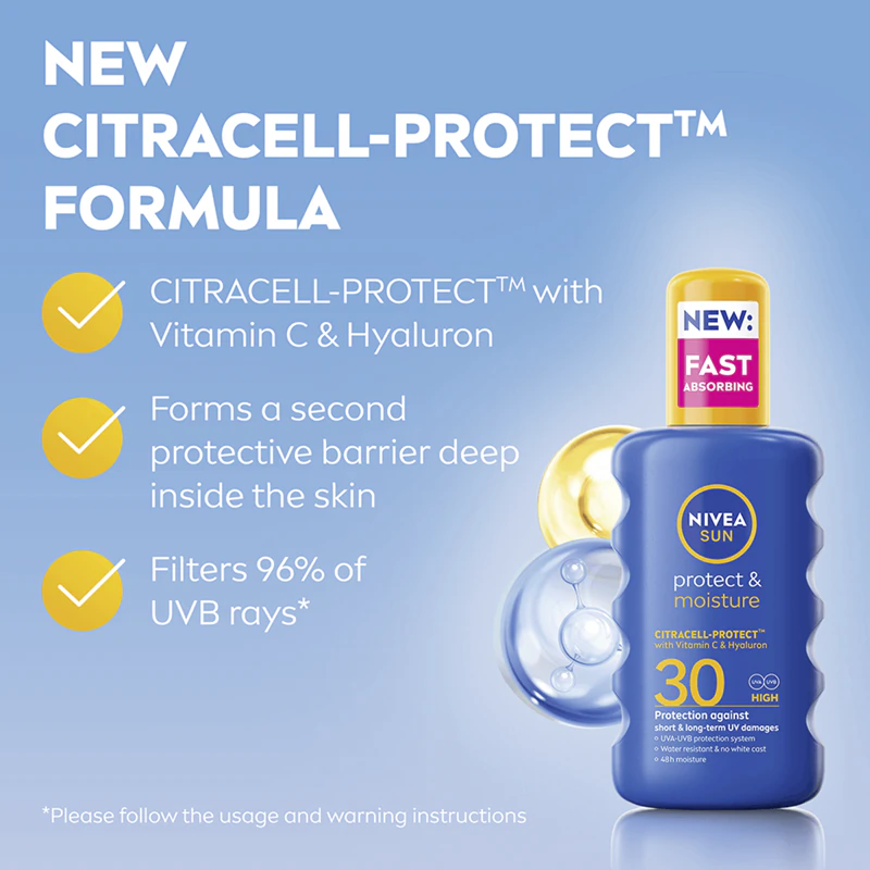Protetor solar hidratante em spray NIVEA SUN Protect & Moisture FPS 30