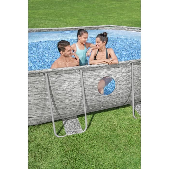 Kit Piscine hors sol tubulaire BESTWAY - Steel Pro Max™ - 488 x 305 x 107 cm - Ovale (Filtre à sable, bâche, échelle)