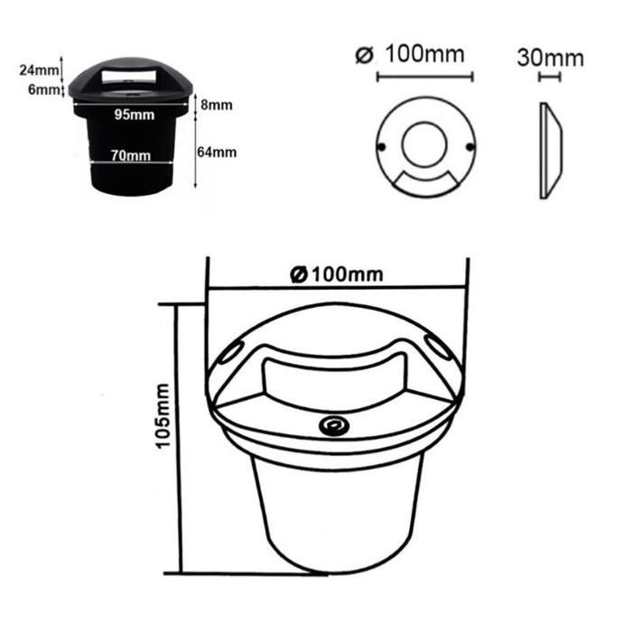 Inbouw LED-buitenspot IP65 220V 3W beloopbare grondlamp met 4 lichtbundels - Neutraal wit 4000K - 5500K - SILAMP