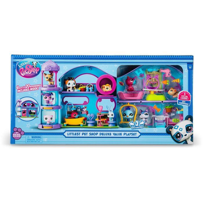 Leikkisetti, jossa on 4 Pet Shop -hahmoa ja yli 20 tarviketta - BANDAI - Littlest Pet Shop - Deluxe Pet Shop -talo