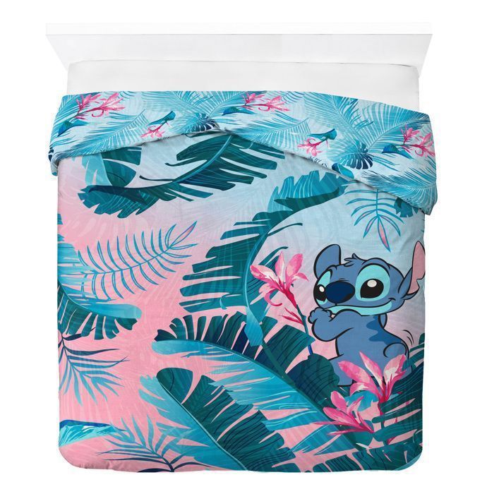 Parure de Courette Disney Lilo & Stitch à fleurs lit deaux personnes
