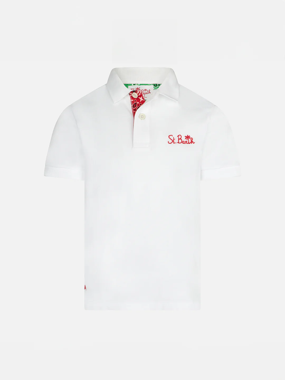 Hvid piquet poloshirt til børn med broderi