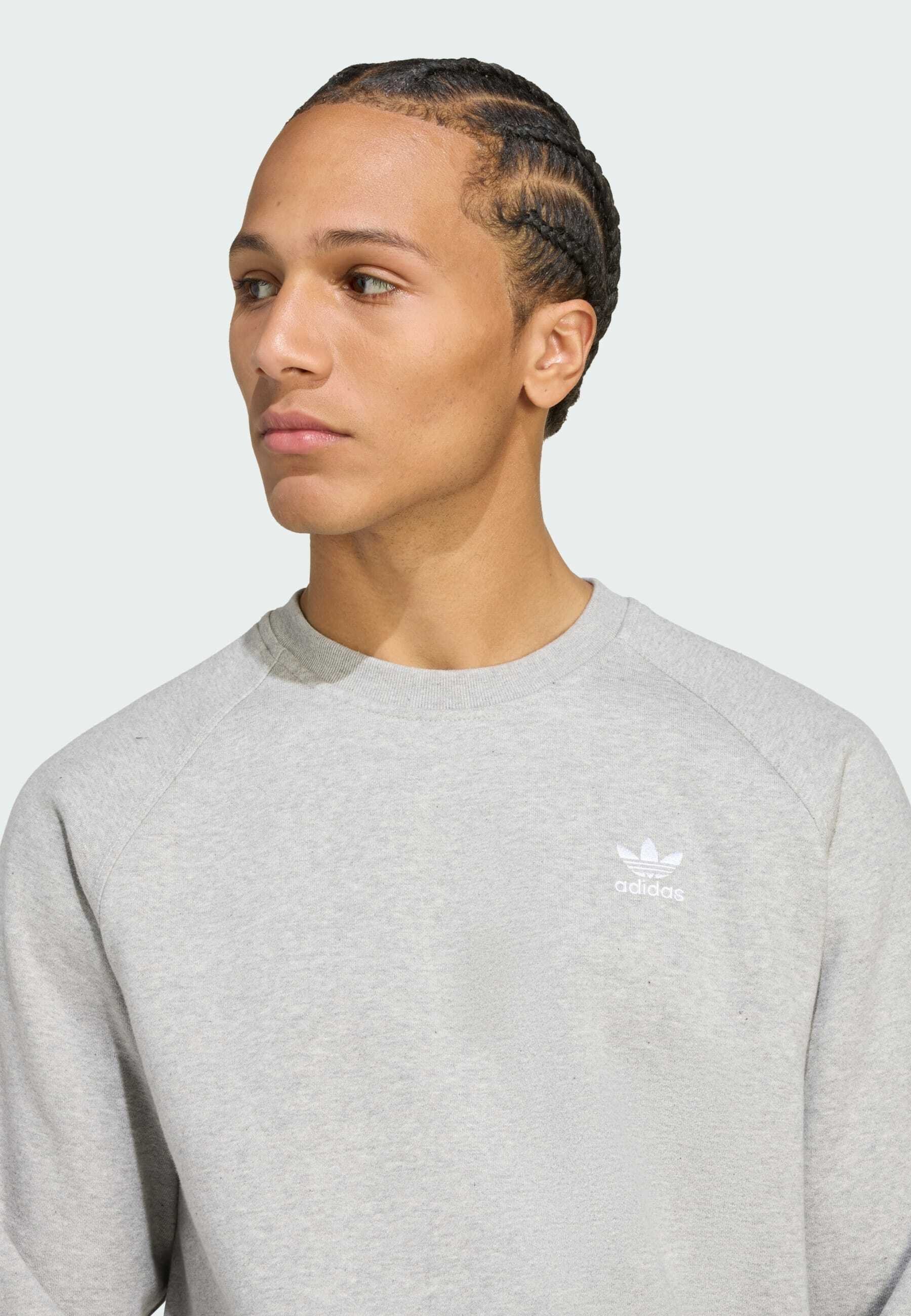 adidas Originals ESS CREW - Sweat-shirt - gris chiné moyen et blanc