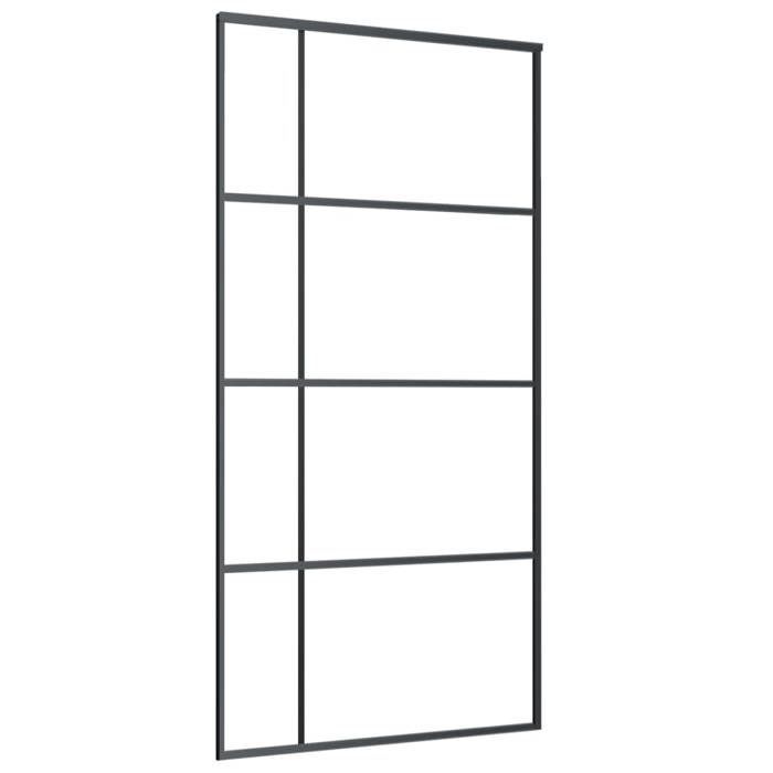 (Schwarz) Haustür – Elegante Schiebetür, mattiertes ESG-Glas, Aluminium, 102,5 x 205 cm, Schwarz, 26971