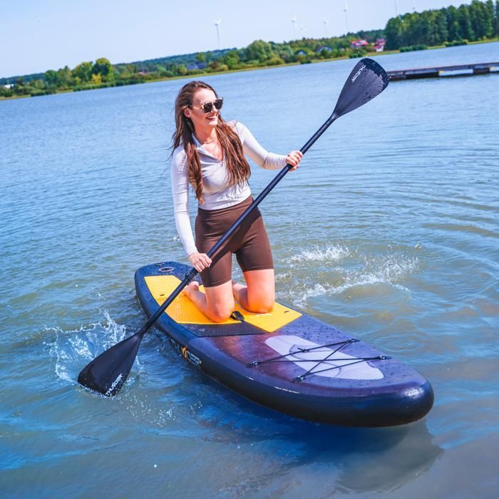 Tabla de paddle surf hinchable THUNDER® para travesías | Accesorios completos | 320 cm | PVC | Estilo RAVEN | Negro