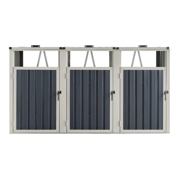 Cache poubelle 3 places avec portes à poignée 121 x 219 x 82 cm gris anthracite 03_0006695