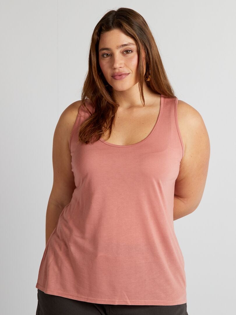 Stretch tanktop met diepe halslijn - ROZE