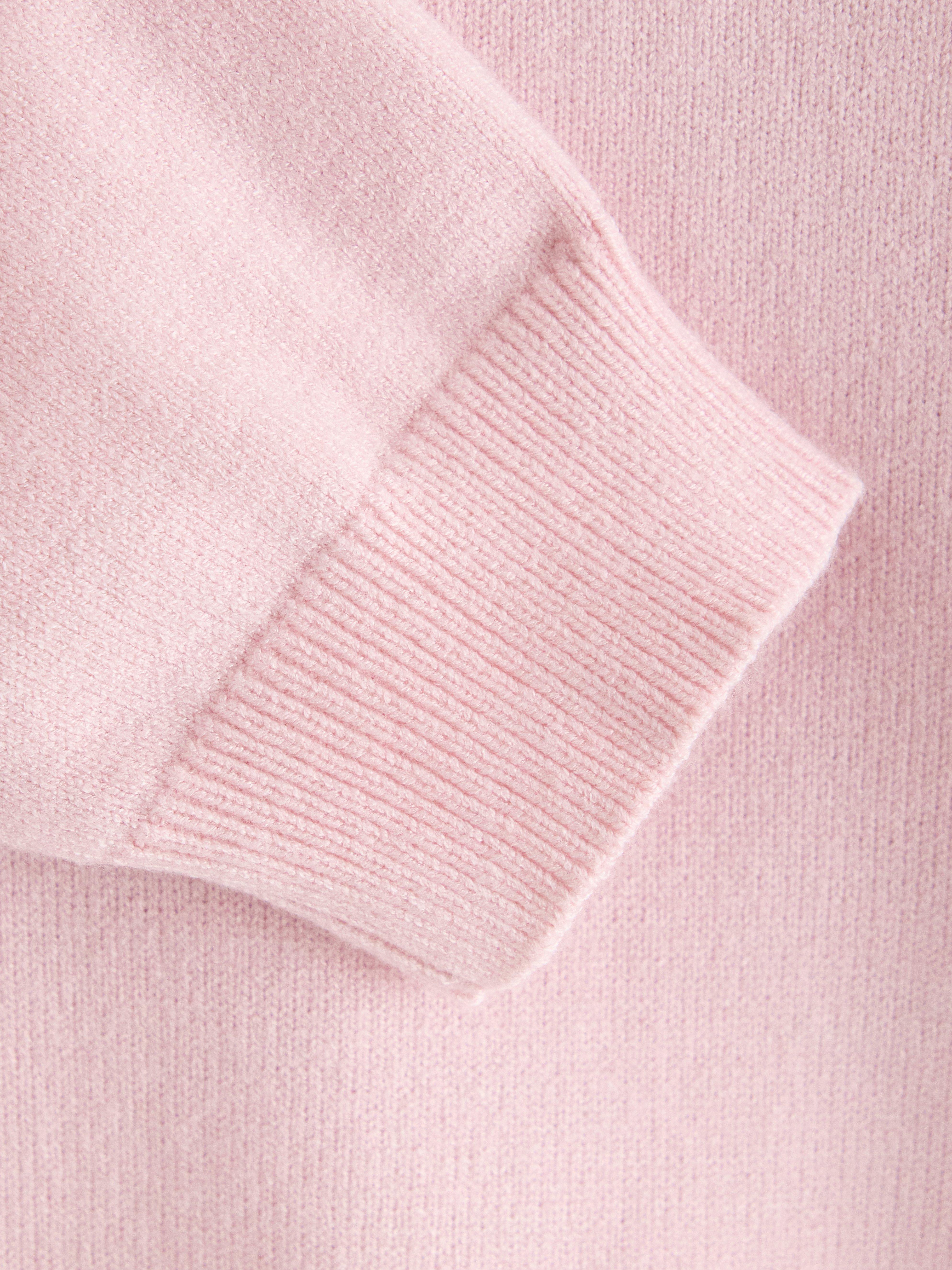 Suéter de tricô fino rosa claro