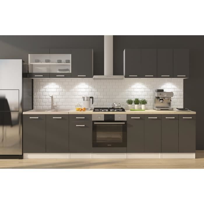 ULTRA Complete kitchen with oven unit and worktop included, 300 cm wide - Matte grey