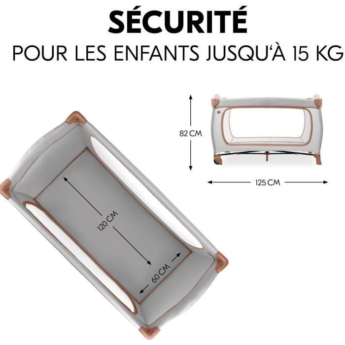 Lit de voyage - HAUCK - SLEEP N PLAY GO PLUS - 60 x 120 cm - Dès la naissance - Pliable - Roulettes - Dusty Cork